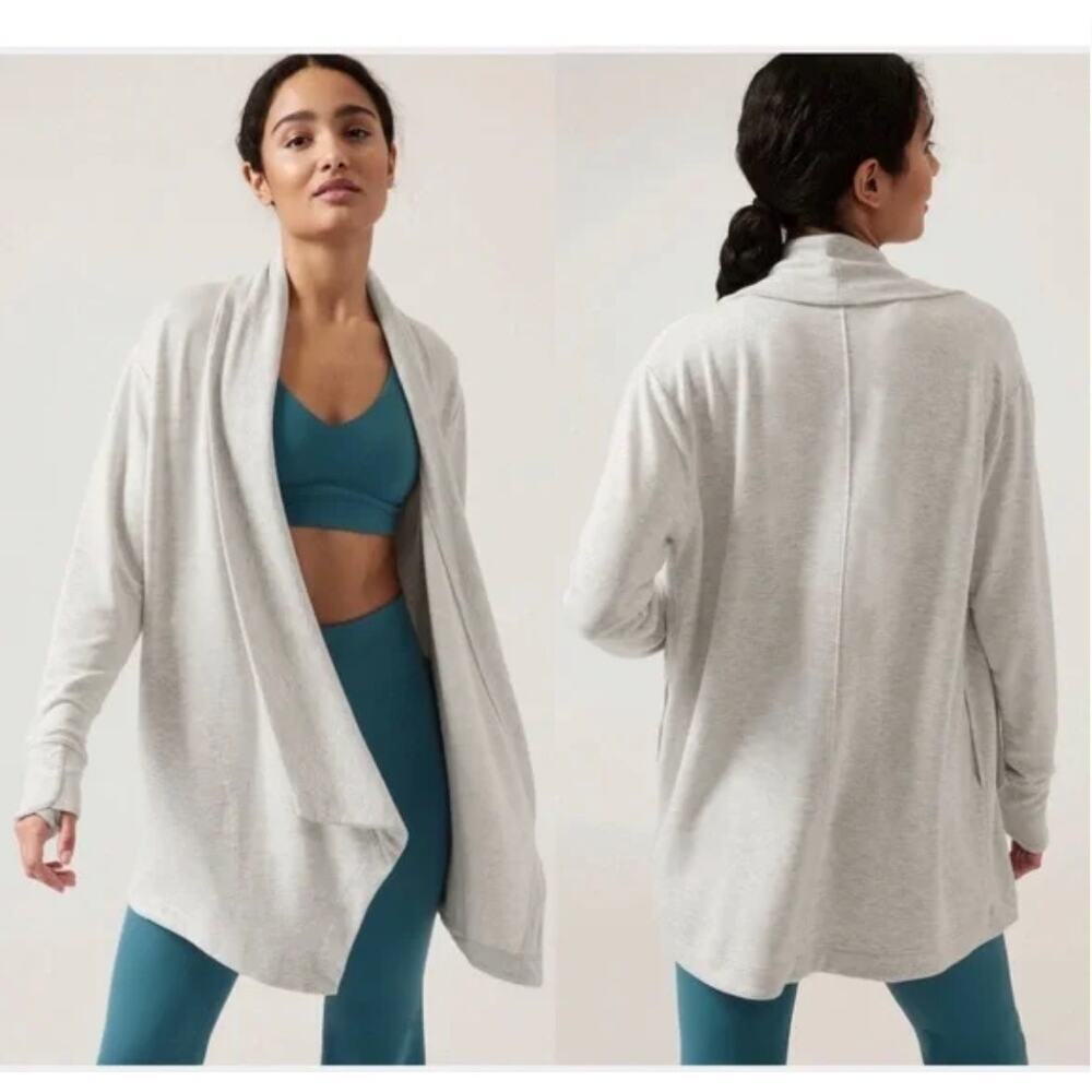 Athleta Pranayama Restore Wrap Heather Grey Cardigan Sweater XS